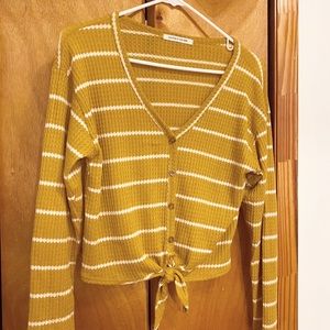 Yellow Jacket Sweater Cardigan Yellow Sweater Stripe Sweater Logo Sweaters
